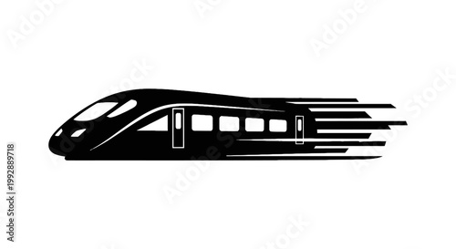 Fast modern high speed Vector Train silhouette icon on white