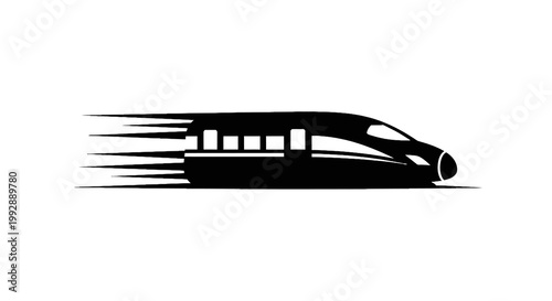 Modern Fast Speed Vector Train Silhouette Illustration