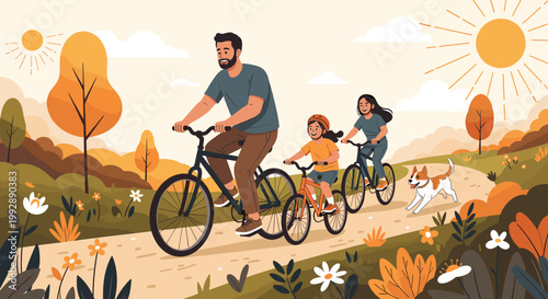 A charming illustration of wildflowers blooming in an autumnal landscape. Perfect for seasonal content, design projects, or representing growth and na