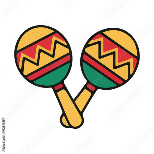 Vector Illustration of Colorful Mexican Musical Maracas