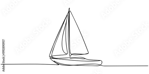 фотографія sailboat continuous one line drawing, Horizon voyage