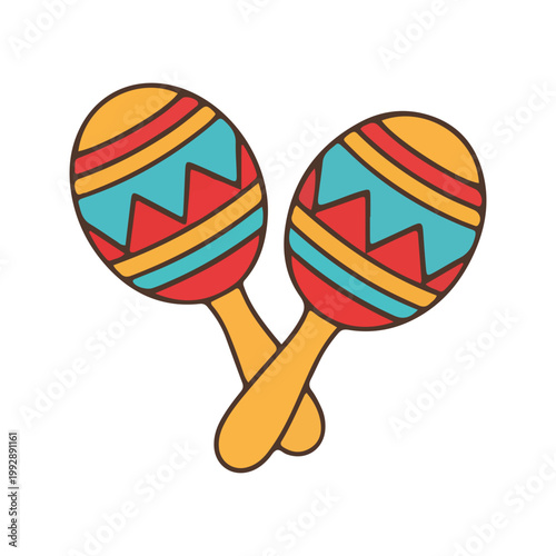 Pair of Colorful Mexican Maracas Musical Instrument Vector