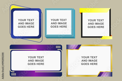set collection of simple modern professional corporate digital frame border template for social media marketing post advertisement feed content overlay