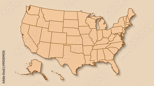 Detailed map of the United States of America showing all 50 states and their borders, with Alaska and Hawaii included.