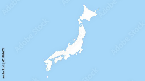 A clear, light blue background map showing the distinct geographical outline of Japan's main islands.
