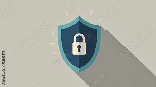 A shield with a padlock is protected from various threats online