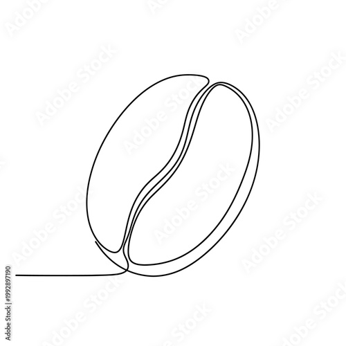 Minimalist single line drawing of a coffee bean on a white background.