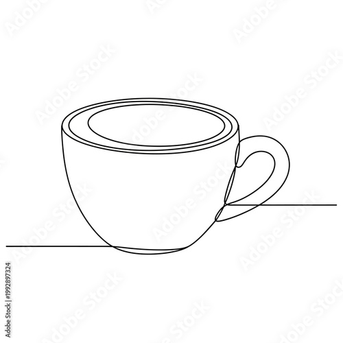 Minimalist Continuous Line Drawing of a Coffee Cup