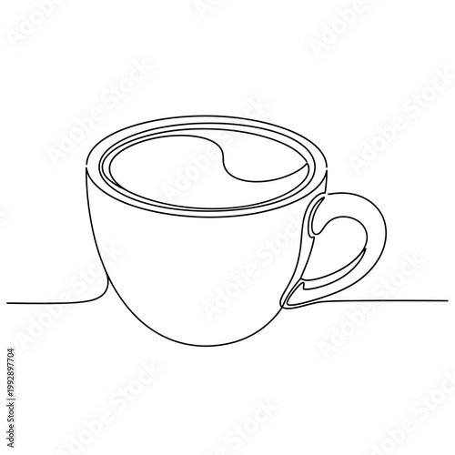 Minimalist Line Art Coffee Cup with Swirling Cream