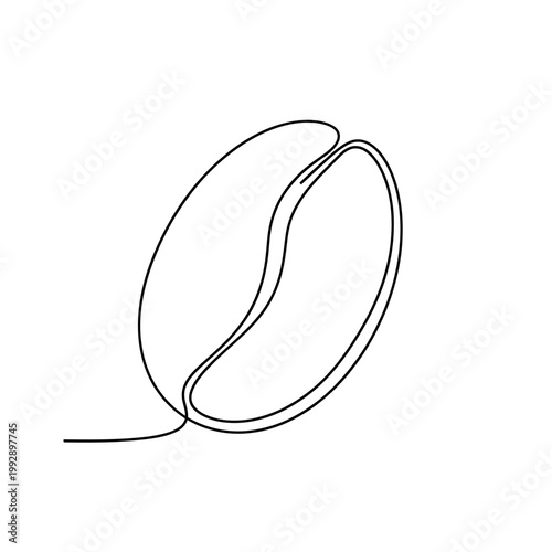 Minimalist Coffee Bean Line Art Drawing, Single Continuous Line Art, Simple Icon