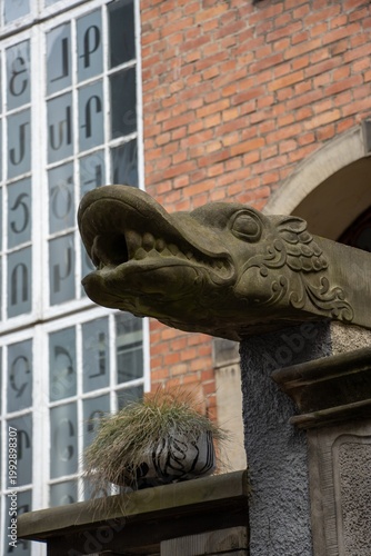 Old Sculpture Gdansk. Gargoyle on Mariacka Street Poland.