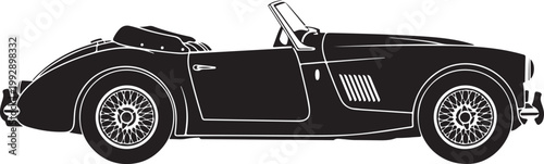 Classic Black Convertible Sports Car Side.