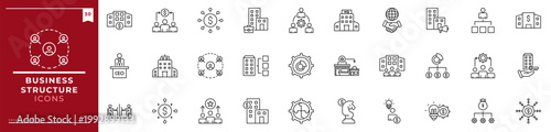 Business Structure, Outline icons collection. Simple vector illustration