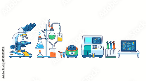 Scientists conduct experiments with various laboratory equipment and technology