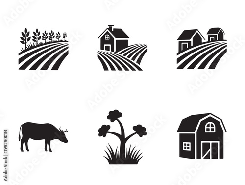 farm life icons set flat design vector illustration