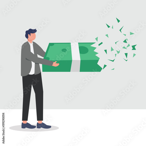 Financial Loss Concept Illustration with Money Breaking and Investment Risk