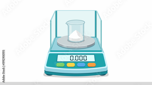 A scientist measures white powder on a digital laboratory scale indoors