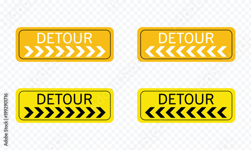 Traffic Detour sign on white background. Detour symbol. flat style . Vector Illustration . EPS 10 .