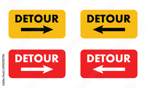 Traffic Detour sign on white background. Detour symbol. flat style . Vector Illustration . EPS 10 .