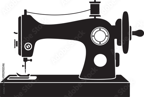 Black and white old sewing machine.