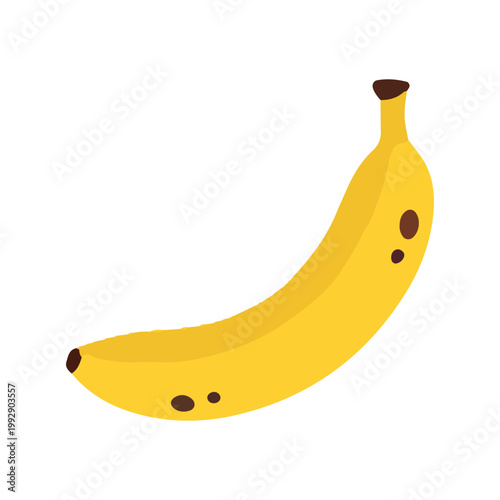Single Ripe Yellow Banana Illustration