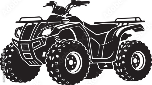 Black ATV vehicle with large tires.