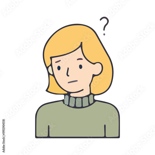 Confused Woman Thinking Illustration