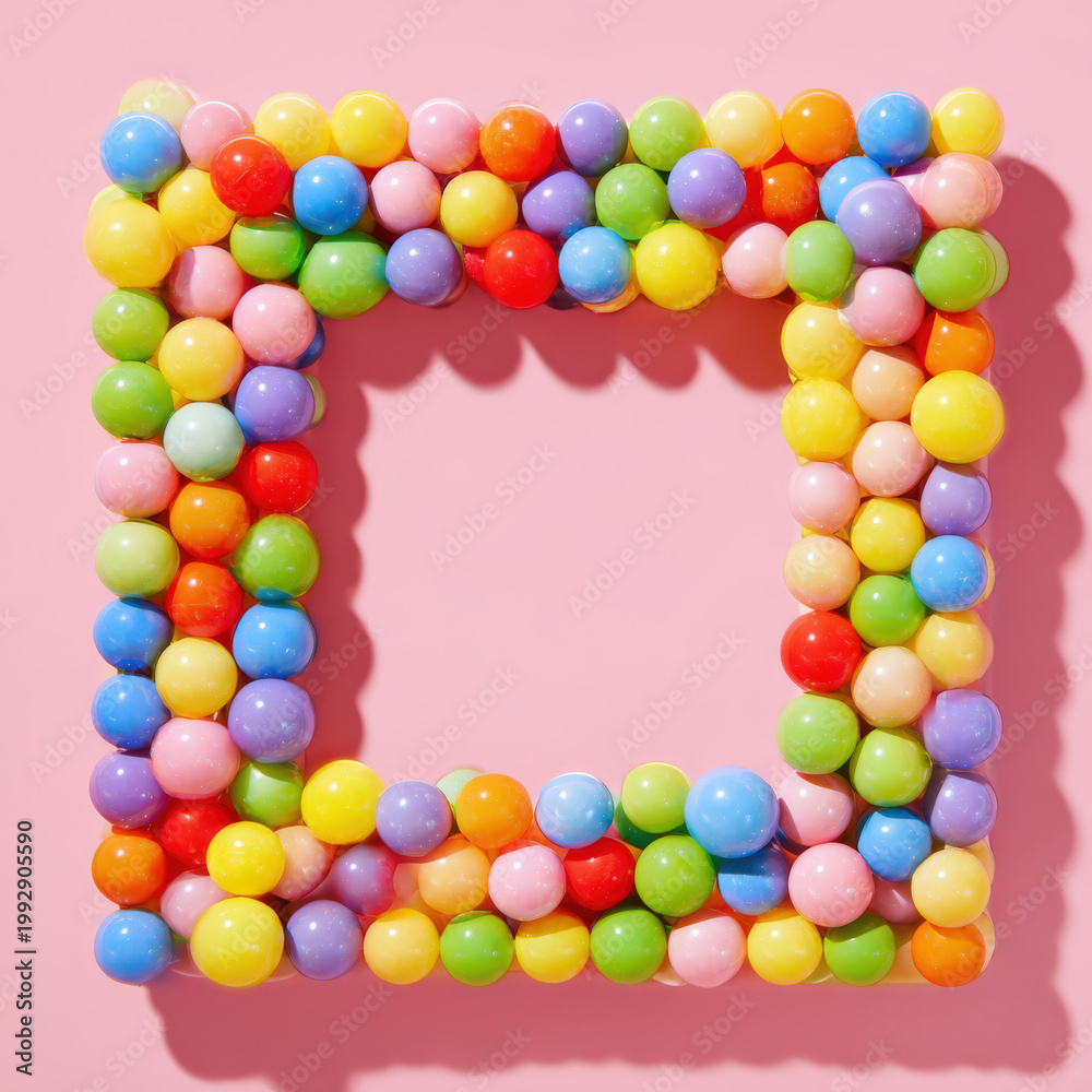 Obraz premium Joyful frame made of rainbow balls, perfect for bright design concepts
