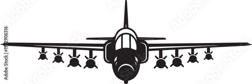 Military Fighter Jet Aircraft Front View.