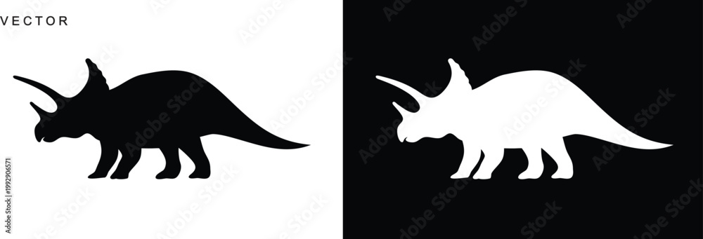Fototapeta premium Triceratops dinosaur vector silhouette on a white background
