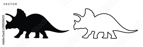 Triceratops dinosaur vector silhouette on a white background
