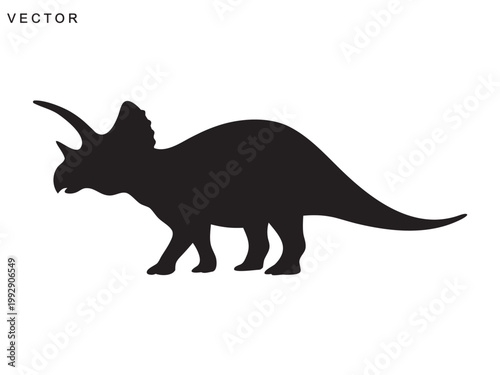 Triceratops dinosaur vector silhouette on a white background