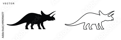 Triceratops dinosaur vector silhouette on a white background