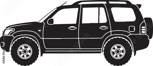 Black SUV vehicle side view.