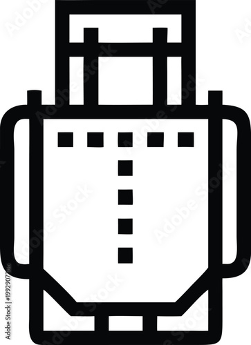 Professional black outline icon representing a travel backpack or a modern suitcase for journeys