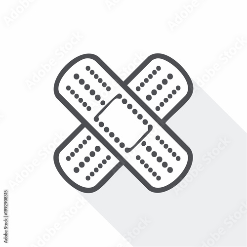 Crossed adhesive bandage vector icon with long shadow