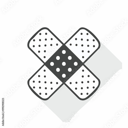 Minimalist crossed adhesive bandage vector icon for first aid