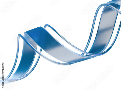 Abstract blue wavy lines with glossy effect on black background 3d render