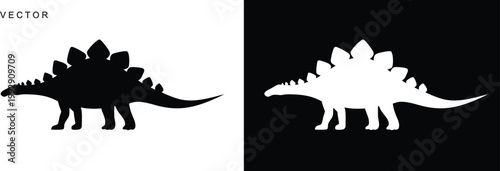Stegosaurus dinosaur vector silhouette on a white background