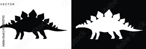 Stegosaurus dinosaur vector silhouette on a white background