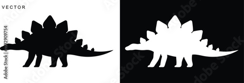 Stegosaurus dinosaur vector silhouette on a white background