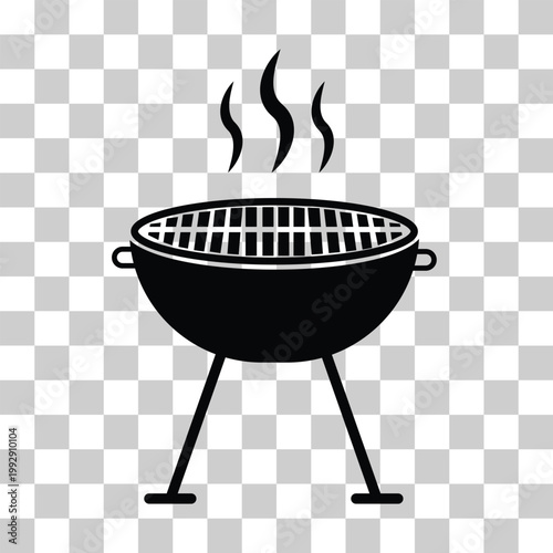 BBQ grill icon on transparent background. Barbecue with Wheels sign. Barbecue with Wheels transparency logo concept.