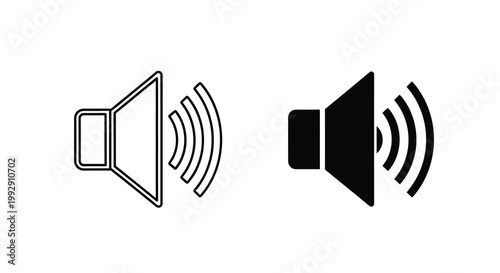 Slika na platnu A minimalistic depiction showcases two speaker icons one outlined and one filled