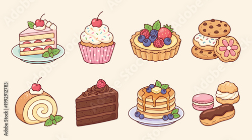 Hand Drawn Sweet Dessert and Pastry Illustration Collection
