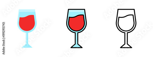 Wine glass alcohol drink elegant beverage bar icon
