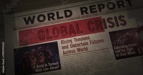 Global crisis breaking news. Energy and fossil fuel economy headline newspaper. Highlighting information media print with marked title.