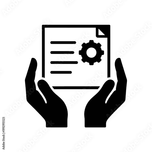 Hands Holding Settings Document Icon
