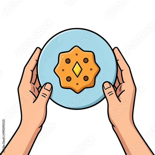 Hands Holding Plate with Star-Shaped Cookie Icon