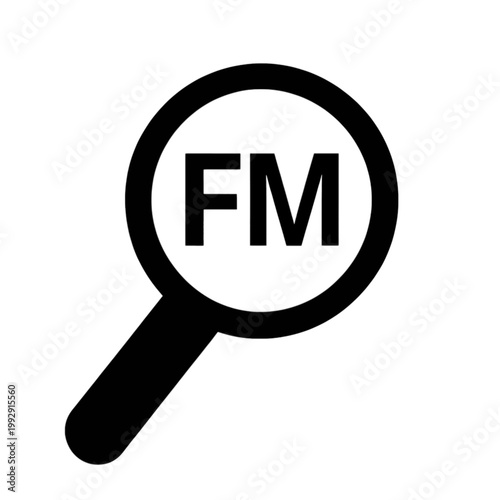 Magnifying Glass with Fm Letters Flat Icon