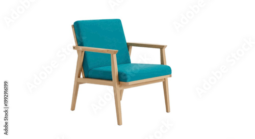 Minimal black silhouette icon, simple flat vector, bold black shape, no, no shading modern wooden armchair with teal upholstered seat on a, flat icon style